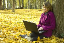 Girl With A Laptop Royalty Free Stock Photo Girl With A Laptop Royalty Free Stock Photo