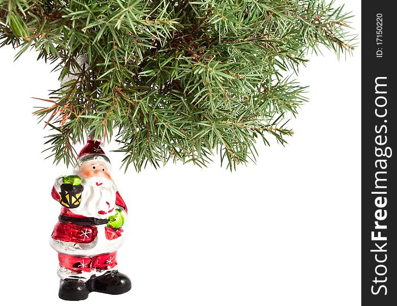 Christmas tree with Santa Claus on a white background