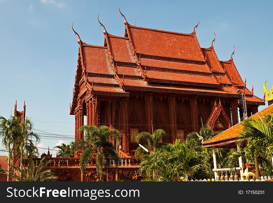 Beautiful church decorated from terra-cotta at Thai temple, Thailand. Beautiful church decorated from terra-cotta at Thai temple, Thailand.