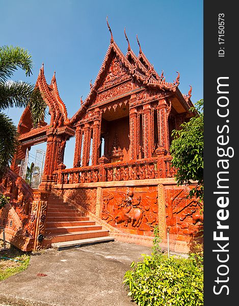 Beautiful church decorated from terra-cotta at Thai temple, Thailand. Beautiful church decorated from terra-cotta at Thai temple, Thailand.