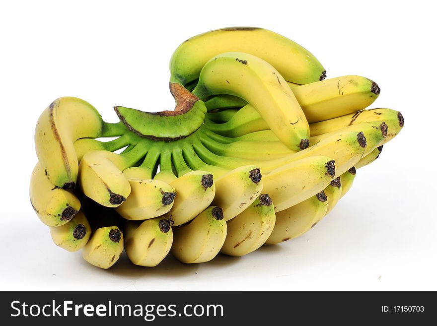 Sweet bananas on white background