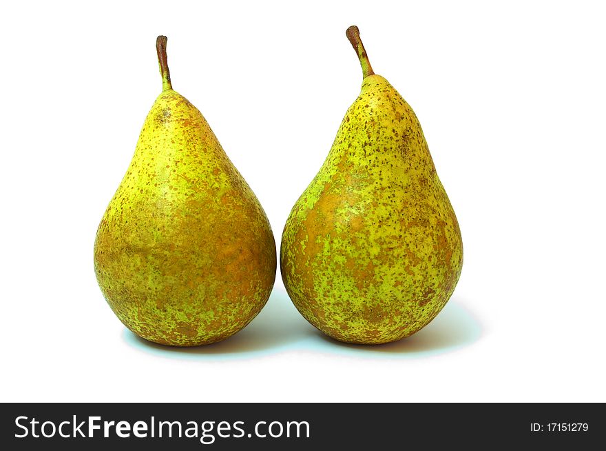 Photo of the pears on white background