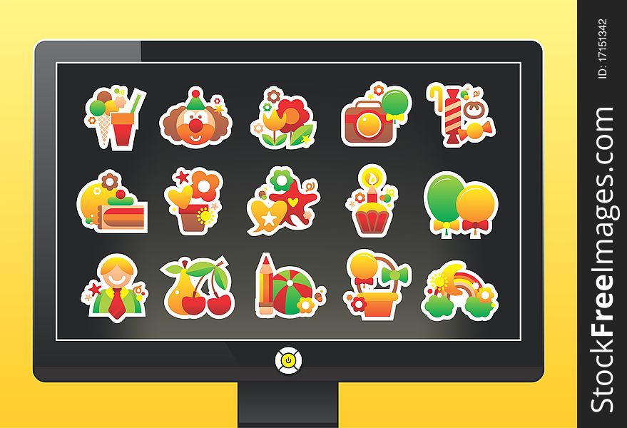 Monitor with a beautiful holiday icons