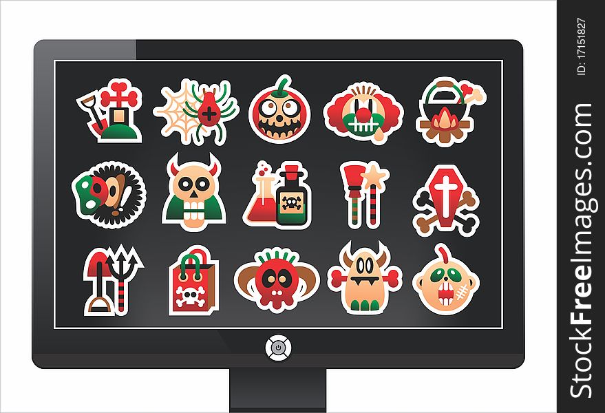 Screen with a nice halloween icons on a white background