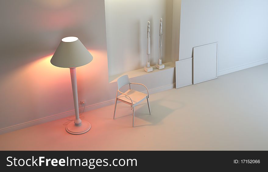 A modern 3d interior composition