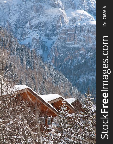 Picturesque landscape of Dolomite in winter. Picturesque landscape of Dolomite in winter.