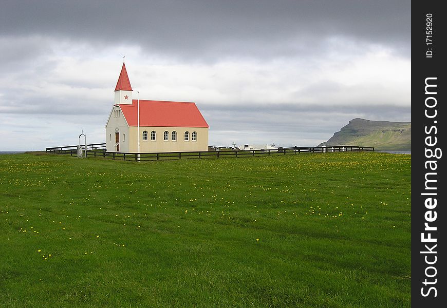 A church in the middle of nature, Iceland