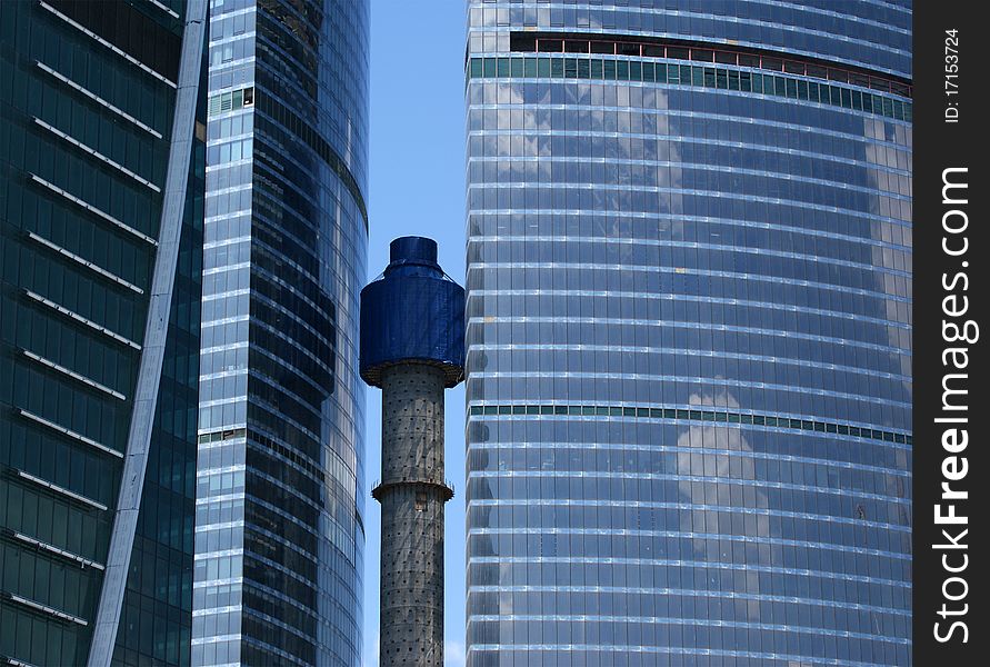 Skyscrapers of the International Business Center (City) closeup, Moscow, Russia