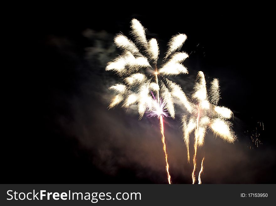 Colorful Fireworks At Night Sky