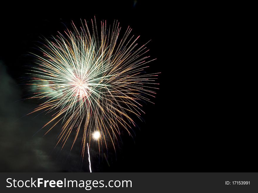 Colorful Fireworks at night sky with black background