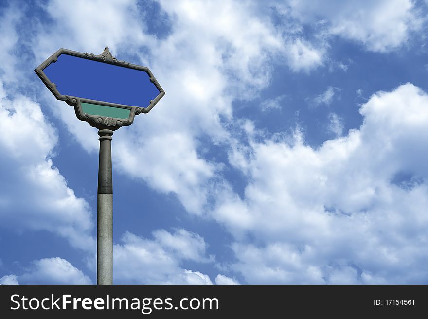 Blank blue sign thai sky. Blank blue sign thai sky