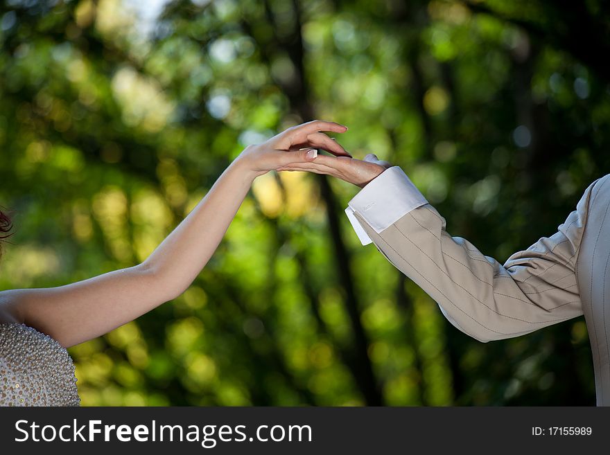 Cute couple posing in forest. Cute couple posing in forest