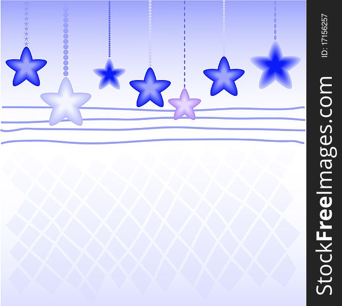 Blue Christmas star on the checkered background. Blue Christmas star on the checkered background