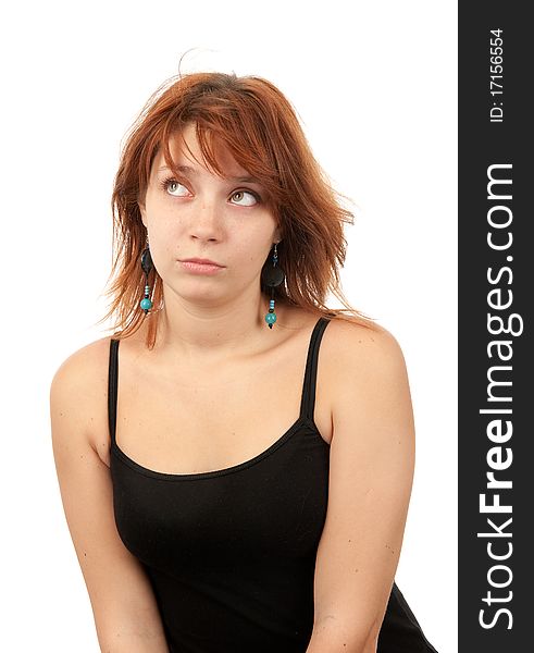 Young disappointed woman looking away