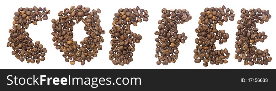 Word coffee from coffee grains