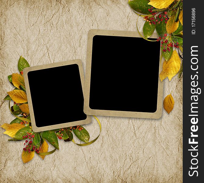 Card for the holiday with autumn leaves on the abstract background. Card for the holiday with autumn leaves on the abstract background