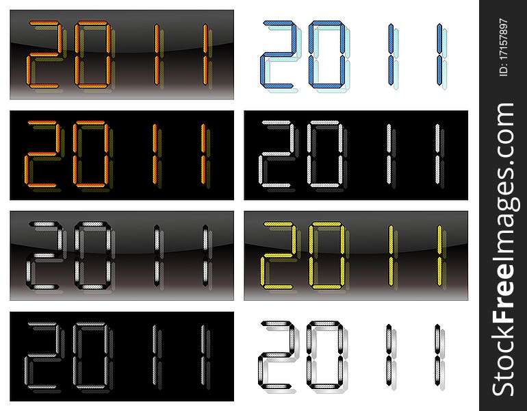 2011 logo, digital numbers on a various backgrounds