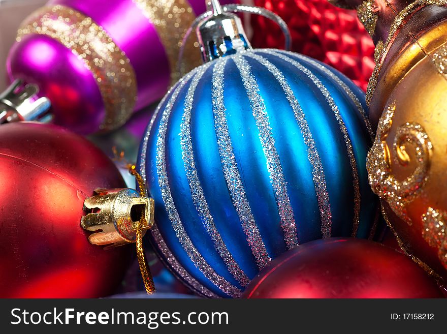A heap of colorful christmas decorations