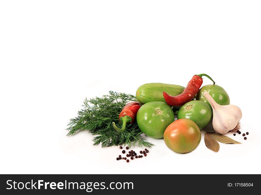 Vegetables for canning isolated on white