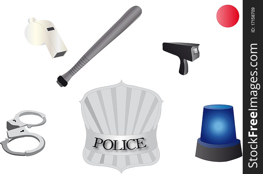Vectors illustration 2D shows police Accessories