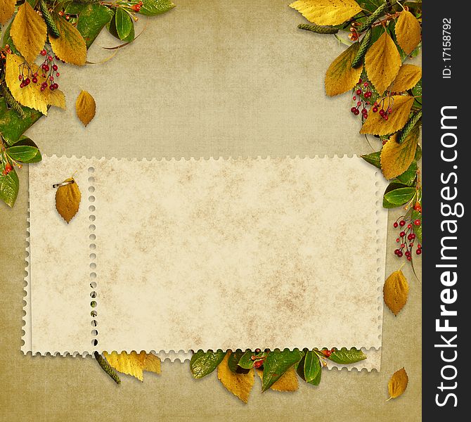 Card for the holiday  with autumn leaves