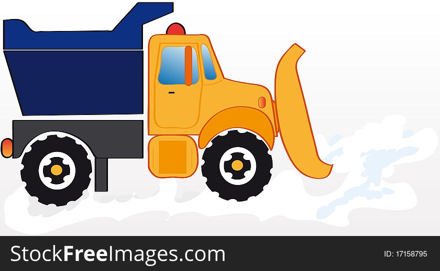 Vectors illustration shows the snow bulldozer