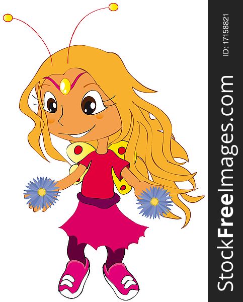 Vectors illustration shows a child dressed as fairy