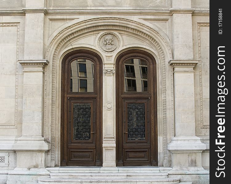 Wooden entrance in to a building in Vienna Austria. Wooden entrance in to a building in Vienna Austria