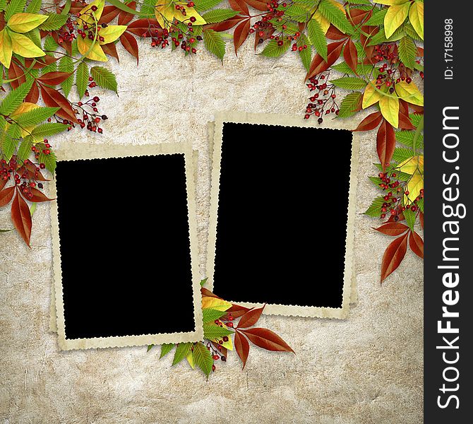 Card for the holiday with autumn leaves on the abstract background. Card for the holiday with autumn leaves on the abstract background