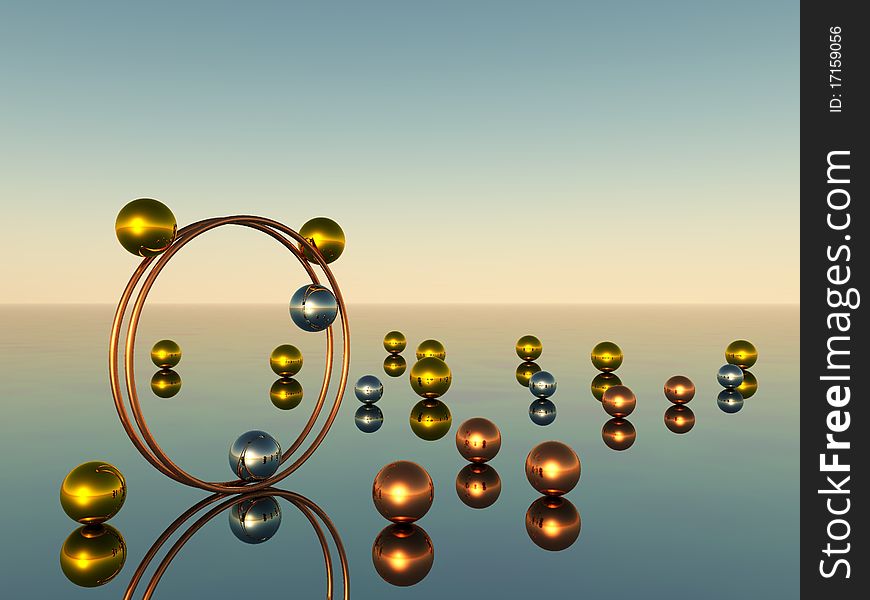 Sphere metal 3d render abstract figures. Sphere metal 3d render abstract figures