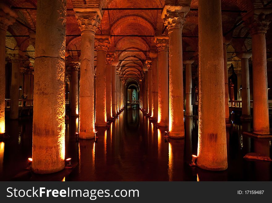 Ancient underground water reservoir in Istanbul