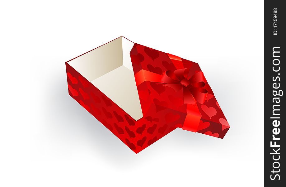 Gift red box with a bow on a white background