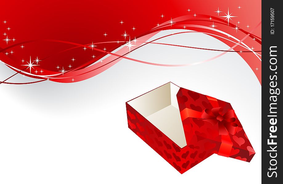 Gift red box with a bow on a white background