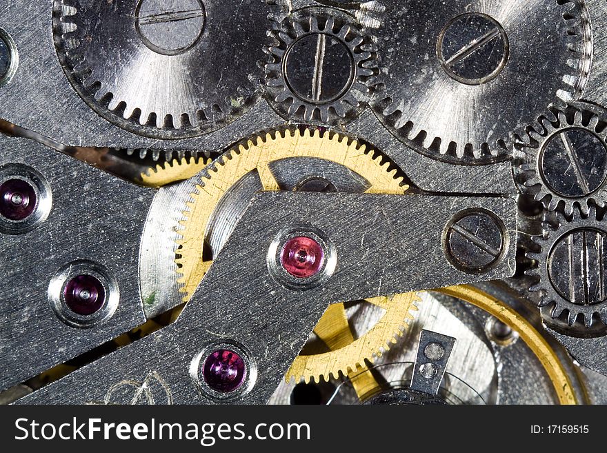 Macroshooting of an internal part of a mechanical clock