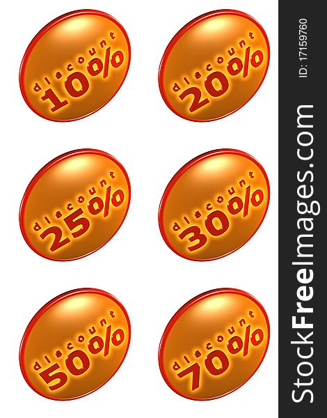 3D discount icon set. Put it on your product image for attracting clients. 3D discount icon set. Put it on your product image for attracting clients.