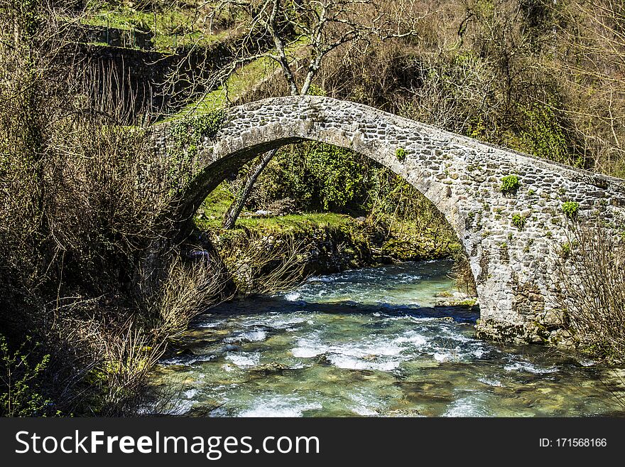 Medieval Bridge On The Stream Of Equi Terme