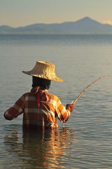 Thai Woman Fishing Stock Photography Thai Woman Fishing Stock Photography
