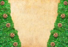 Christmas Frame With Pine Needles And Cones Royalty Free Stock Photos
