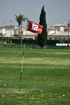 Golf Driving Range Flag Stock Photo