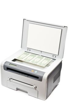 Printer And Money Royalty Free Stock Photo Printer And Money Royalty Free Stock Photo