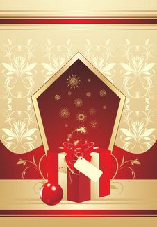 Decorative Box With Bow And Christmas Ball Royalty Free Stock Image Decorative Box With Bow And Christmas Ball Royalty Free Stock Image