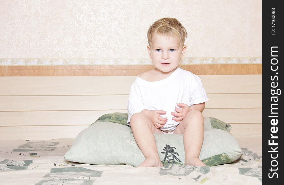 Cute child on bed