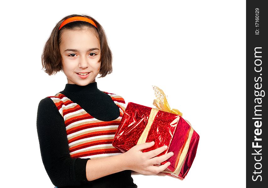 Little girl with gift