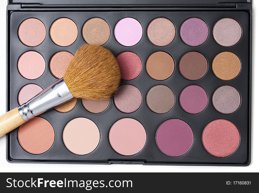 Professional makeup palette and thick brush