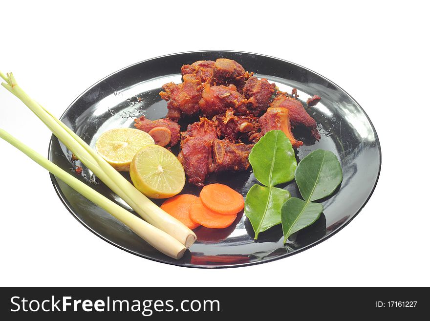 Fried spareribs with lemon and thai herb