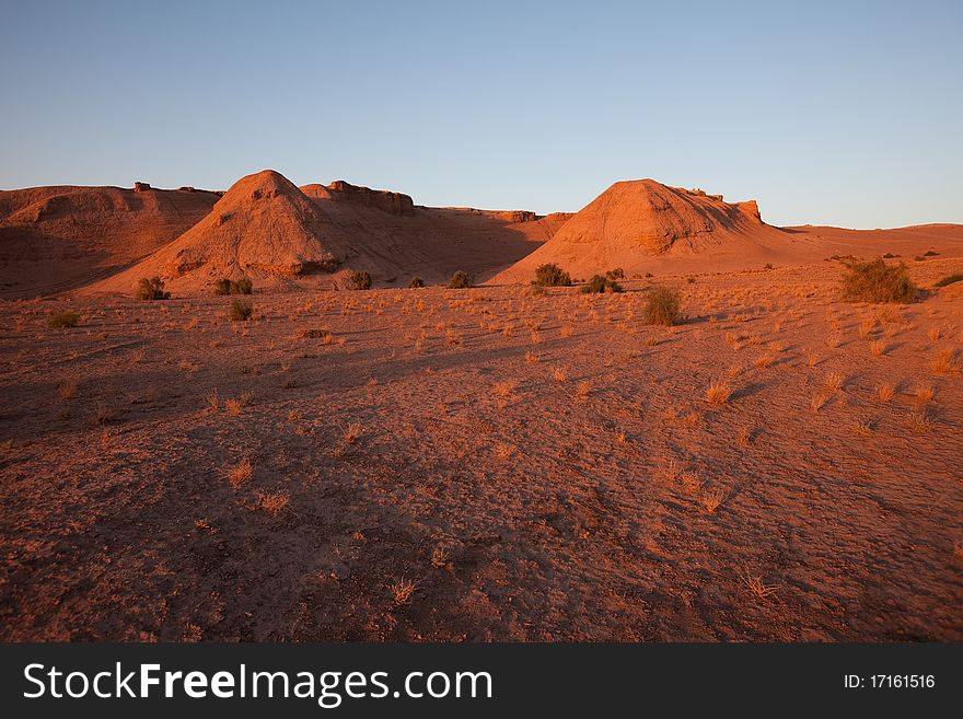 Dry desert. Very hot sand.