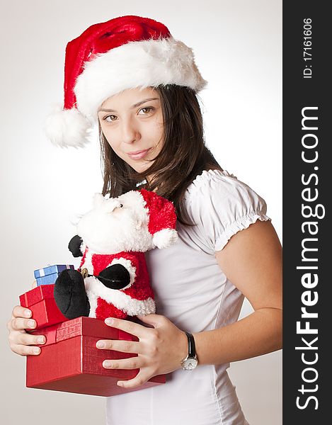 Young Girl With Christmas Gifts