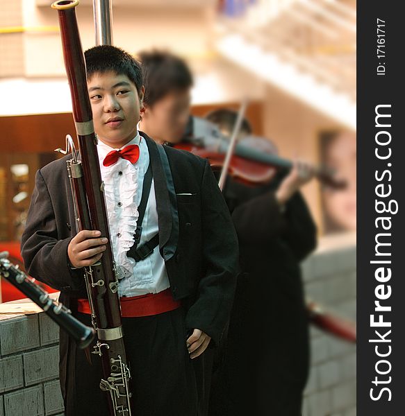 Bassoon boy in concert