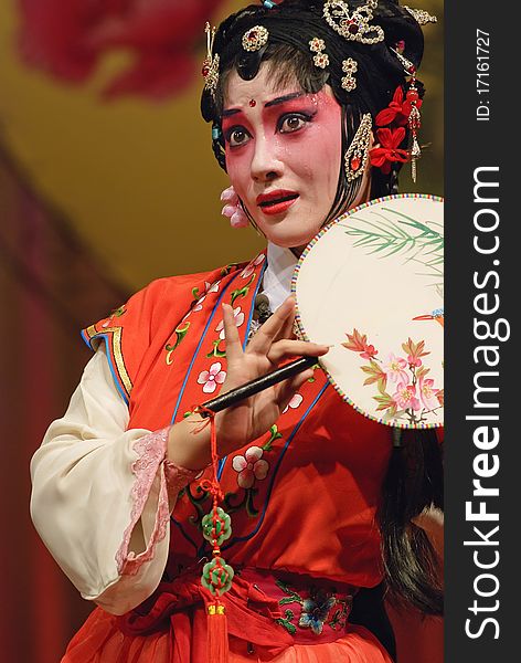 Chinese opera  actress perform on stage. Chinese opera  actress perform on stage
