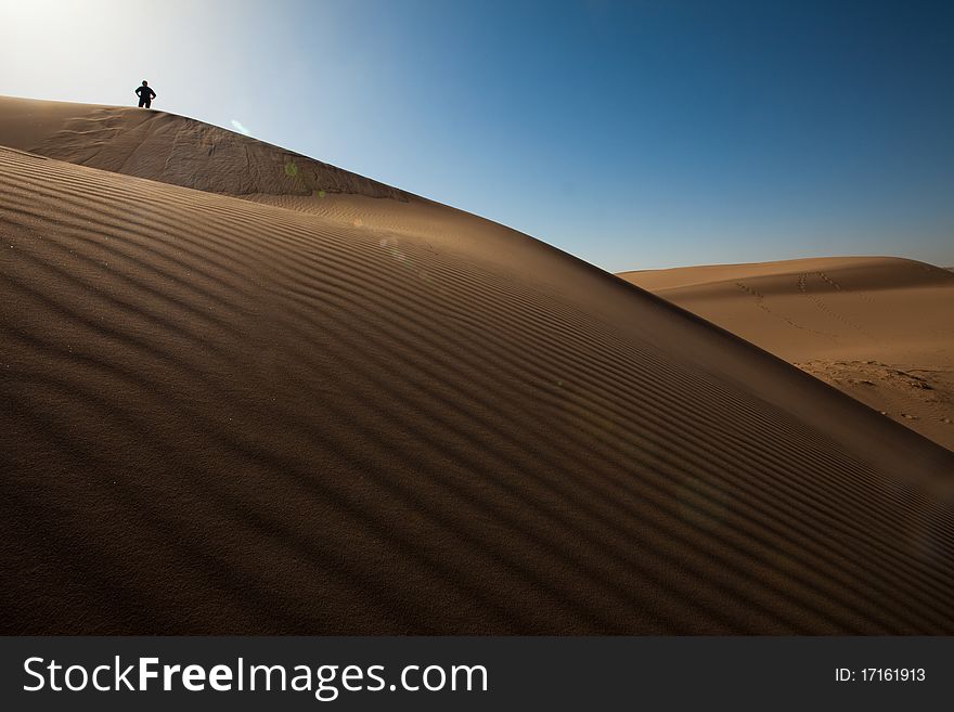 Dry desert. Very hot sand.